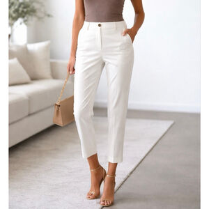 Cappagallo White Tailored Ankle Pants Size 14 Minimalist Work Chic Clean Girl